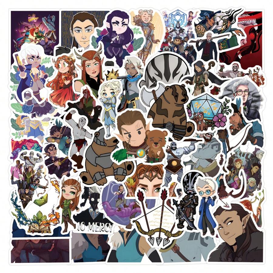 54PCS Vox Machina Stickers Aesthetic Vinyl Stickers High Quality Stickers Decals Scrapbook,Journaling,Laptop,Bumper,Skateboard,Water Bottles,Computer,Phone Stickers Can Bring A Lot Of Fun To Your Life,The Perfect Gift For Adults - Multicolor - View 1