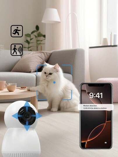 1pc/ WiFi Security Camera 355 Degree Intercom Night Vision, Remote Control Home Indoor Outdoor APP To View Anytime Anywhere, Cameras view 6