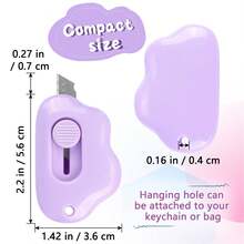 1pc Retractable Box Cutter – Cloud-Shaped Utility Knife | Letter Opener, Envelope Slitter & Portable Package Cutter, Features Key Chain Hole For Carrying, Great For Personal Use & Gifting - 隨機顏色 - 查看 3