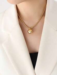 1 Set Stainless Steel Personalized Round Bead Pendant Magnetic Necklace Earrings Jewelry Set, Suitable As Gift