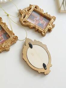 1 pieza Mini marcos de fotos dorados, pequeños marcos de fotos vintage antiguos con vidrio, pequeño marco de fotos para decoración del hogar, hotel, árbol, adornos navideños, decoración de mesa, exhibición de joyería, accesorios para fotografía