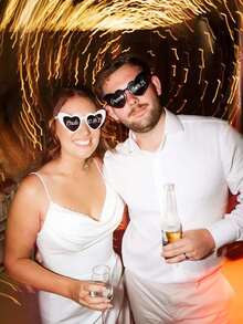 Customized Bride And Groom Heart-Shaped Fashion Glasses: Personalized Wedding Photo Props, Custom Wedding Fashion Glasses, Wedding Gifts, Parties, Bachelorette Parties, Birthday Party Gifts, Wedding Bride Fashion Glasses Gifts, Groomsmen, Bridesmaids Gifts - Clear - View 2