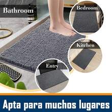 Alfombra Antideslizante Tapete para Baño, Tapete para Piso Lavable aáquina Alfombra de Chenilla de Piezas,Ducha, Dormitorio, Pasillo,Fácil de Limpiar,Superabsorbente (Gris oscuro, 40x60cm) - Gris Oscuro - Ver 7