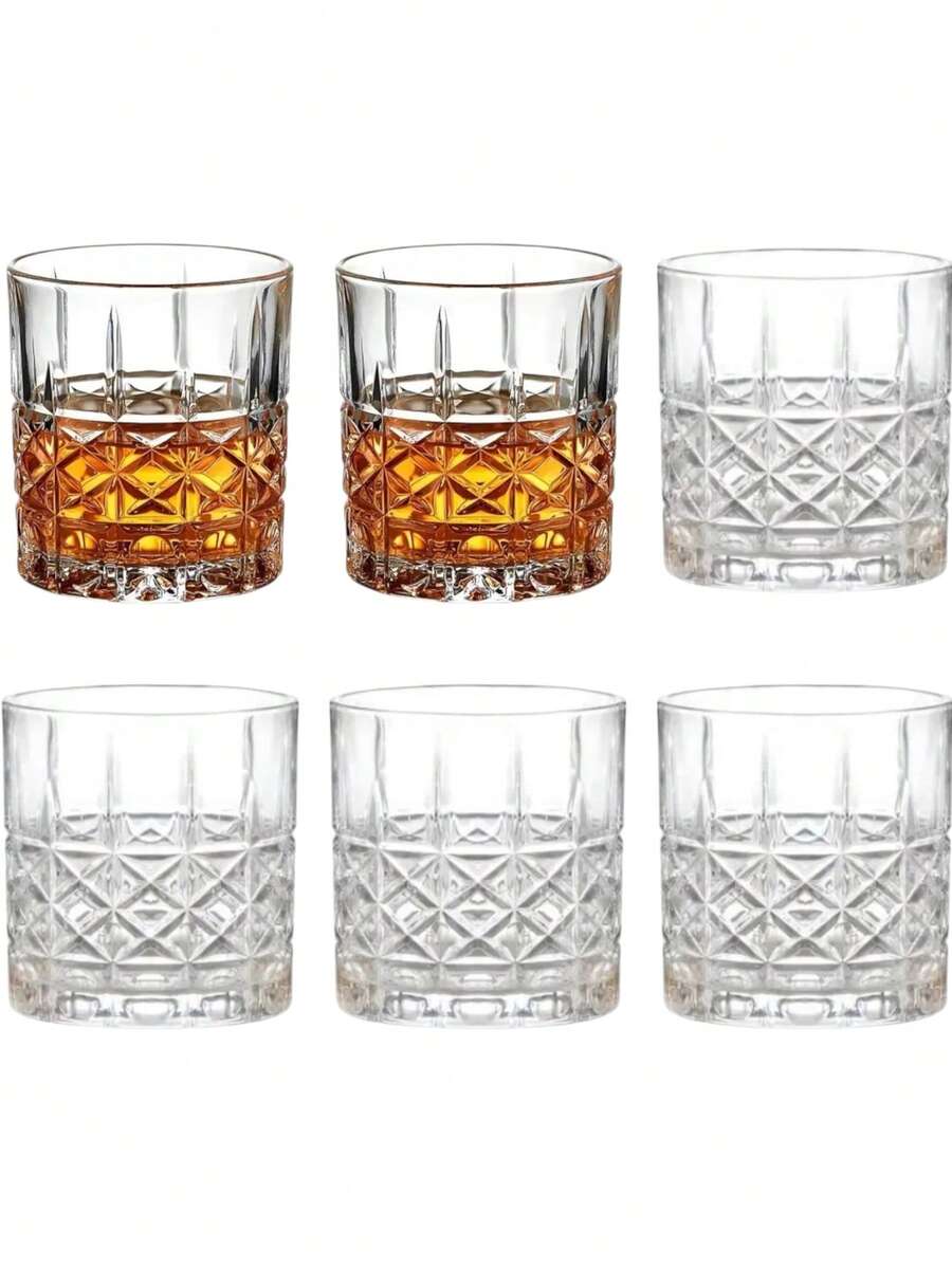 Juego D Vasos Cristal Bebidas Cocina Labrado Diseño Elegante Transparentes - transparente - Ver 1