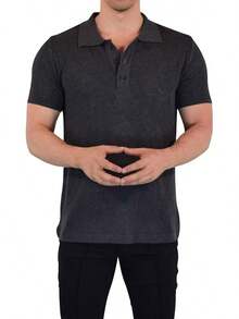 JOHN LEOPARD - Men's Knitted Polo Shirt - Grey - View 6