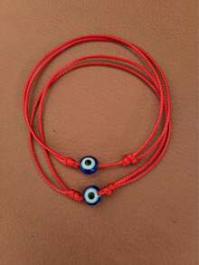 1 Set Of 2 Handmade Evil Eye Decor Bracelets, Adjustable Friendship Bracelets Suitable For Boys, Girls, Daily Wear Or Gift For Friends - Multicolor - View 4