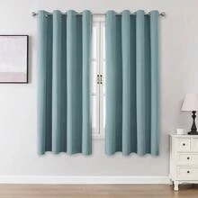1片/2片亚麻质感遮光窗帘，多种尺寸可选，适用于卧室、客厅、家庭影院、餐厅，带绑带，浅蓝色 - 綠色 - 查看 24