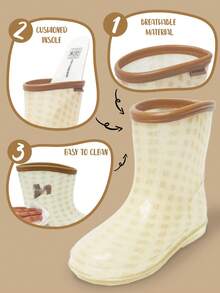 Jungen und Mädchen Karomuster Regenstiefel, wasserdichte Stiefel, rutschfeste Sohle, leicht zu reinigende Outdoor Kleinkinder Regenstiefel
