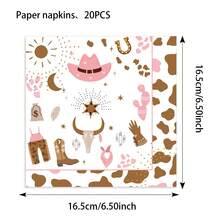 20 Guardanapos de Papel de Banho Cowboy Ocidental, Guardanapos de Cocktail Dobráveis, Guardanapos de Papel Descartáveis de Almoço e Jantar em Denim na Estrada - Multicolorido - Visão 17