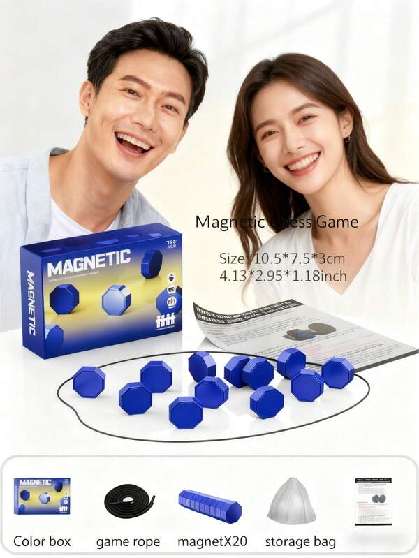 Jogo de Ímã, Jogo Magnético com Corda, Xadrez Magnético com Pedras, 2 Jogadores, Tempo de Jogo de 10 Minutos, Jogos de Tabuleiro para Noite em Família, Portátil para Natal, Aniversários, Festas