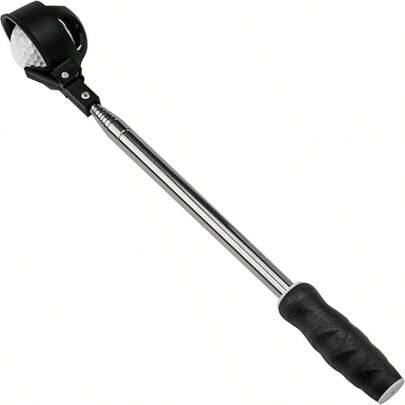 Portable Retractable Stainless Steel Ball Retriever U2013 Automatic Locking Telescopic Scoop, Rubber Grip Handle, Easy Pickup Balls