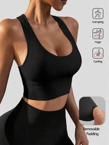 Aaseow حمالة صدر رياضية للنساء ذوات الحجم الكبير - ذات ظهر متقاطع بنسيج مرن للتمارين اليوغا، مقاومة للصدمات بدون حلقات معدنية، ملابس رياضية مناسبة للنساء ذوات الأشكال المنحنية - الأسود - مشاهدة 1