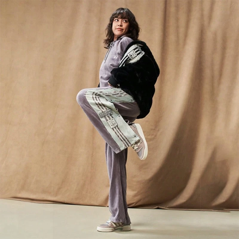 Adidas ADIBREAK FUR Faux Fur Hooded Sports Jacket - Black - View 1