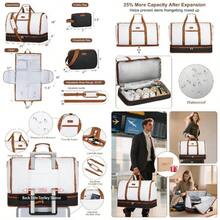 Garment Duffle Bag Travel - Convertible Carry On Garments Duffel Bags Travel Bag Women Men Large Weekender Bag With Shoes Compartment 3 In 1 Hanging Clothes Suit Dress Bag 3pcs Set - B01-Trắng và đen - Xem 1