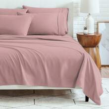 2100 Series Luxury Deep Pocket Bed Sheet Set 6-Piece - 藕粉色 - 查看 1