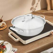 Composite Steel& Stainless Steel Wok Frying Pan With Lid Stir-Frying Pan - Silver - View 5