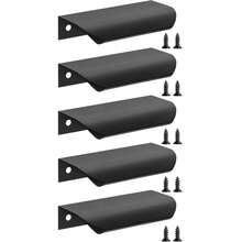 Black Edge Cabinet Handles, Kitchen Cabinet Handles, Drawer Handles, Modern Aluminum Hidden Pull Handles, Suitable For Wardrobe Doors, Matte Black - Black - View 16