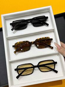 3pcs Plastic Women's Leopard & Black Dual-Tone Y2K Classic Sexy Girl Style Modern Minimalist Basic Fashion Eyeglasses, Suitable For Summer Beach, Travel, And Casual Outfits - 3 chiếc họa tiết da báo đen màu sâm panh - Xem 3
