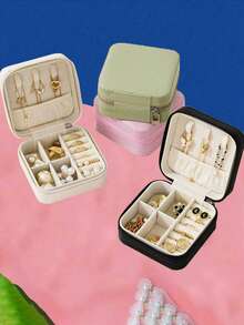 1个夏季旅行饰品盒,PU皮革防水首饰盒,便携式首饰收纳盒,戒指项链首饰盒,简约翻盖设计,适合假日海滩旅行和度假,可收纳耳环、手表、口红和其他饰品,也可作为饰品架、首饰收纳袋,适用于戒指、耳环、项链、手镯、首饰配件等,是生日礼物和节日礼物的理想之选。 - 彩色 - 查看 2