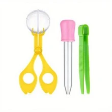 3 Piezas Conjunto De Herramientas Para Exploración Al Aire Libre Para Niños: Gotero Con Punta De Goma, Atrapa Insectos, Pinzas, Kit De Aprendizaje Sensorial De Ciencias Para Exploración Exterior. Un Regalo Temático De La Naturaleza Para Los Niños