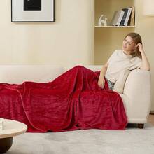 Sofa Blanket Living Room Cover SetFleece Blanket Twin Size, Soft Cozy Twin Blanket, Fuzzy Flannel Blanket Bed, Sofa, Couch, Travel, Camping, 60 X 80 Inches - 紅色 - 查看 4