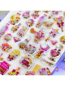 Random 1/6/12pcs Cute 3D Cartoon Stickers, Pink EVA Bubble Stickers, Scrapbooking Birthday Party Gifts Stickers, 3D Bubble Stickers To Enhance Device Aesthetics, Ideal Gifts To Delight Friends, Phone Accessories, Phone Case Stickers, Phone Stickers, Phone Decorations, Creative, Fun Design, Glitter Stickers, Durable Material, High-Quality Stickers, DIY Decor Enthusiasts, Stationery Collectors.