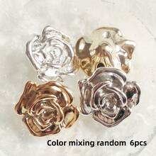 2/6/12pcs Gold & Silver All-Match 3D Rose Decoration Acrylic Buttons For Sofa, Shoes, Coat, Sweater, Suit, DIY Sewing Craft & Home Decor, Hair Accessories