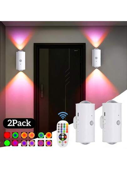 Motion Sensor LED Wand Verlichting Remote Control, RGB Dimmable, Slimme Night Function, Corridor, Bedroom, Living Room, Closet Easy Installation, Entryway, Bedside, Bureau Lighting Moderne Lamp