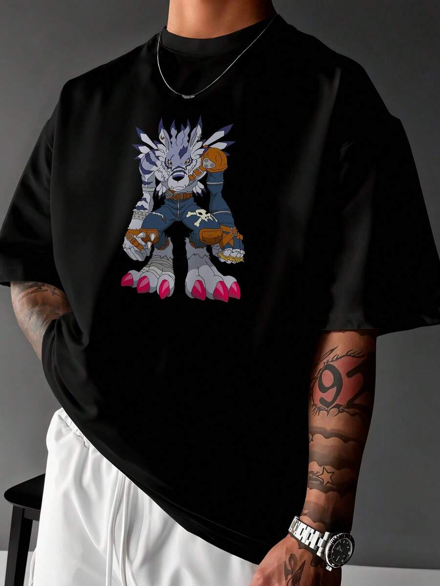 Premium Weregarurumon Digimundo Anime Unisex T-Shirt Ref-4070 - màu đen - Xem 1