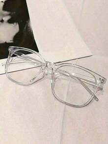 1pcs Square Frame Lens Frame Minimalist Fashion Decoration Glasses Computer Glasses Women Men. - 白色 - 查看 4