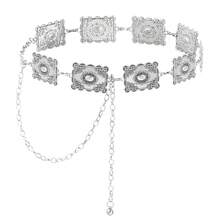 Metal Turquoises Belts Western Concho Belts For Women CowFgirl Waist Chain Belt For Dresses Jeans{Inchcolor_nameinch:InchSilverinch} - 銀色 - 查看 1
