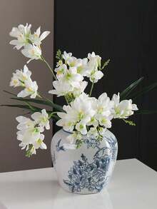 1 Stück künstliche Seiden-Orchideenblumen, Fake Dendrobium-Blumen, künstliche Freesien-Blumen, Fake Orchideen mit langem Stiel aus Kunststoff für DIY Blumensträuße, Blumenarrangements, Heimdekoration, Partydekoration, Wand, Wohnzimmer, Schlafzimmer, Hochzeit, Schreibtisch-Deko. Zuhause, Schreibtisch-Dekoration, Küche, Tisch, Tischmitte, Büro, Garten, Außenbereich, Haus, Terrasse-Dekoration, Frühling, Sommer, Dekoration