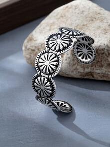 1 Stück modischer, bohemian-vintage, übertrieben antik texturierter asymmetrischer Armband-Anhänger mit eingebettetem blauem Stein, geeignet für Damen für den täglichen Gebrauch, Urlaub und Partys