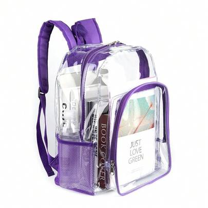 Clear Backpack For FFgirls Fboys For Schoolsss College Work, Transparent Bookbags Purple{Inchcolor_nameinch:InchPurpleinch}