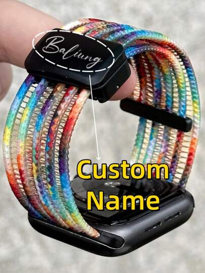 [Customized] Personalized Custom Name1pcs Color Breathable Magnetic Band Compatible With Apple Watch Band Series S10 9 8 7 6 5 4 SE S10 42mm 46mm 38 40 41mm 42 44 45mm 49mm Men Women Adjustable Sports Strap