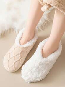 1 Pair Thick Thermal Lined Indoor Slipper Socks, Women's Cute Warm Anti-Slip, Ideal For Autumn/Winter Home Wear, Comfortable Warm Socks