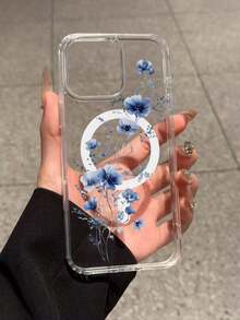 1 件简约时尚蓝色花卉图案磁性手机壳，适用于 Apple 手机：XS/XS Max/XR/11/12/13/14/14Plus/15/15Plus/16/16Plus/7/8Plus 防水防震防摔防刮 - 彩色 - 查看 27