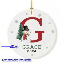 1pc Customizable Christmas Ornament - Personalized 26 Letter Alphabet Name - Festive Decoration, Customize Name Text, Christmas Gift For Yourself, Friends, Girlfriend, 8*8cm Round Ball Ornament,Christmas