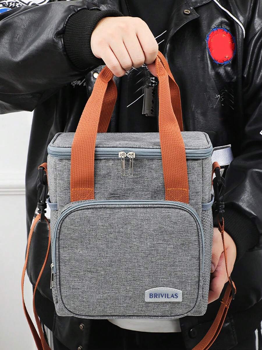 Large Capacity Portable Insulated Lunch Bag, Portable Waterproof And Leak Proof Lunch Box Shoulder Strap, Portable Refrigerated Bag, Thick Aluminum Foil Insulated Reusable Lunch Bag, Suitable For Schools, Offices, Camping, Picnics, Employees And Canteens, Classroom Storage Bags, Kitchen Accessories Lunch Bags Cooler Bag Lunchbox For Women For Men Travel Essentials