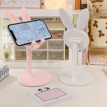 Cute Rabbit - Style Telescopic Phone Stand: Adjustable Height & Multi - Angle Tilt, White Aesthetic, Stable Circular Base, Compatible With All Cell Phones, Ideal For Home Office Desk Setup, Watching Videos, Browsing - Cute Gift For Bunny Enthusiasts Compatible With IPhone, Android Phone, Gift For Birthday, Family, Friends Phone Holder Phone Accessories - 白色 - 查看 5