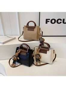 Modern and Versatile Crossbody Bag Portable Bucket Bag 2 Pieces # 8767 - Blanco - Ver 10