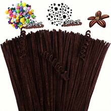 200件套完整手工入门套装：100根单色毛根、50个彩色绒球和50个不同尺寸的活动眼睛 | 适合初学者的DIY材料，可用于创意项目和节日礼物