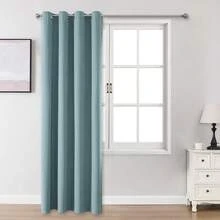 1片/2片亚麻质感遮光窗帘，多种尺寸可选，适用于卧室、客厅、家庭影院、餐厅，带绑带，浅蓝色 - 綠色 - 查看 34