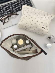 Bolsa Cosmética de Veludo Floral de Grande Capacidade, Organizador de Artigos de Toalete Portátil para Viagem, Bolsa de Armazenamento de Cuidados com a Pele e Maquiagem, Clutch, Clutch Feminino, Presentes para Mulheres, Presentes de Natal, Ideias de Presentes para Mulheres