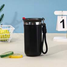 1个带盖保温可重复使用不锈钢旅行咖啡杯，黑色防漏可重复使用咖啡杯，适用于冷热饮品 - 彩色 - 查看 11