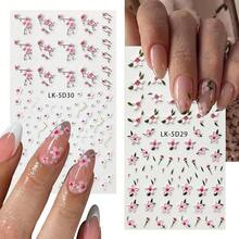 Nail Art Stickers Decals 5D Embossed Flower Nail Decals Self Adhesive Spring Summer Plumeria Tulip Supplies 3D Nails Design For Women Decoration Pink Flower Nails Sticker{Inchcolor_nameinch:InchColorful-12inch} - 彩色-12 - 查看 4