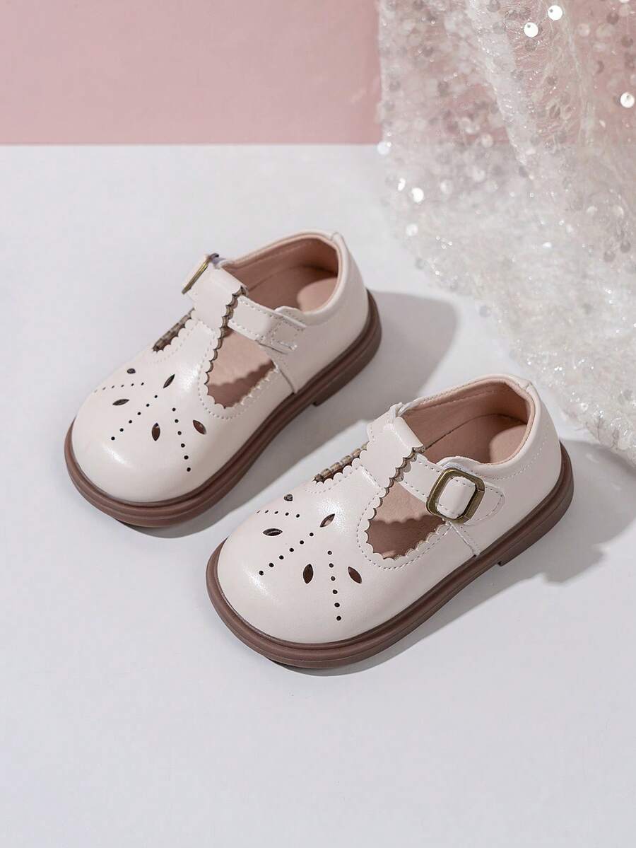 Toddler Kids Korean Style Hook And Loop Non-Slip Soft Bottom Leather Shoes - Apricot - View 1