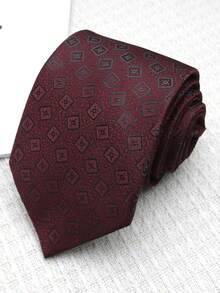 1条酒红色佩斯利花纹手工男女通用领带，适合休闲、商务、街头风、日常、派对、婚礼等场合。