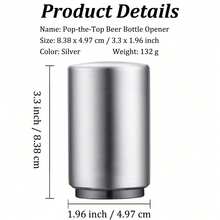 Stainless Steel Automatic Beer Bottle Opener - Magnetic Press Top Cap Remover For Home, Camping, Bar And Party | Easy To Open, Portable And Durable (1pc) - Multicolor - View 3