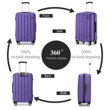 Cabin Luggage Carry On Suitcase 19 24 28 Inch ABS Hardshell TSA Lock 360 Spinner Wheels Lightweight 3 Piece Set Hand Check In Travel Unisex Sizes - Purple - View 3
